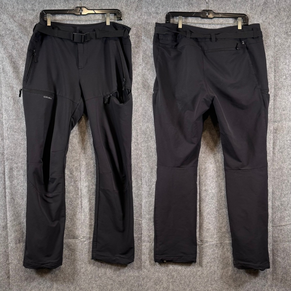 Quechua Decathlon Black Pants Mens Large (36x34)  X-Warm Belt Pockets Hiking